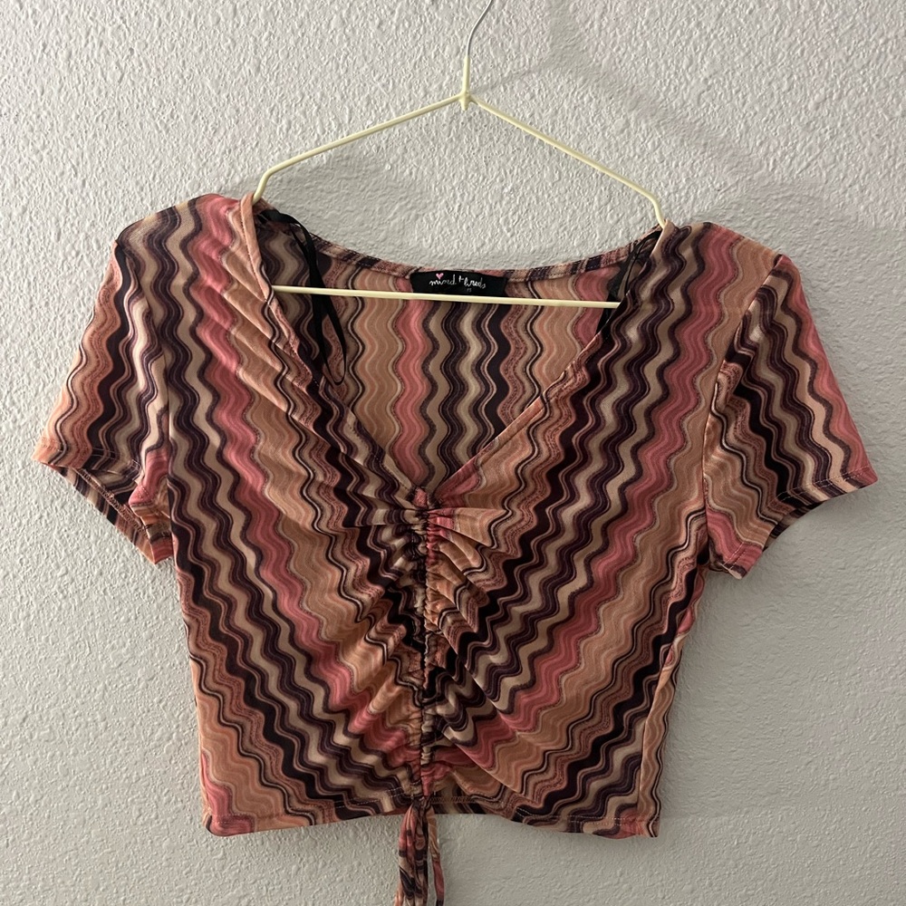 PinkVanilla Zigzag Ruched Crop Top